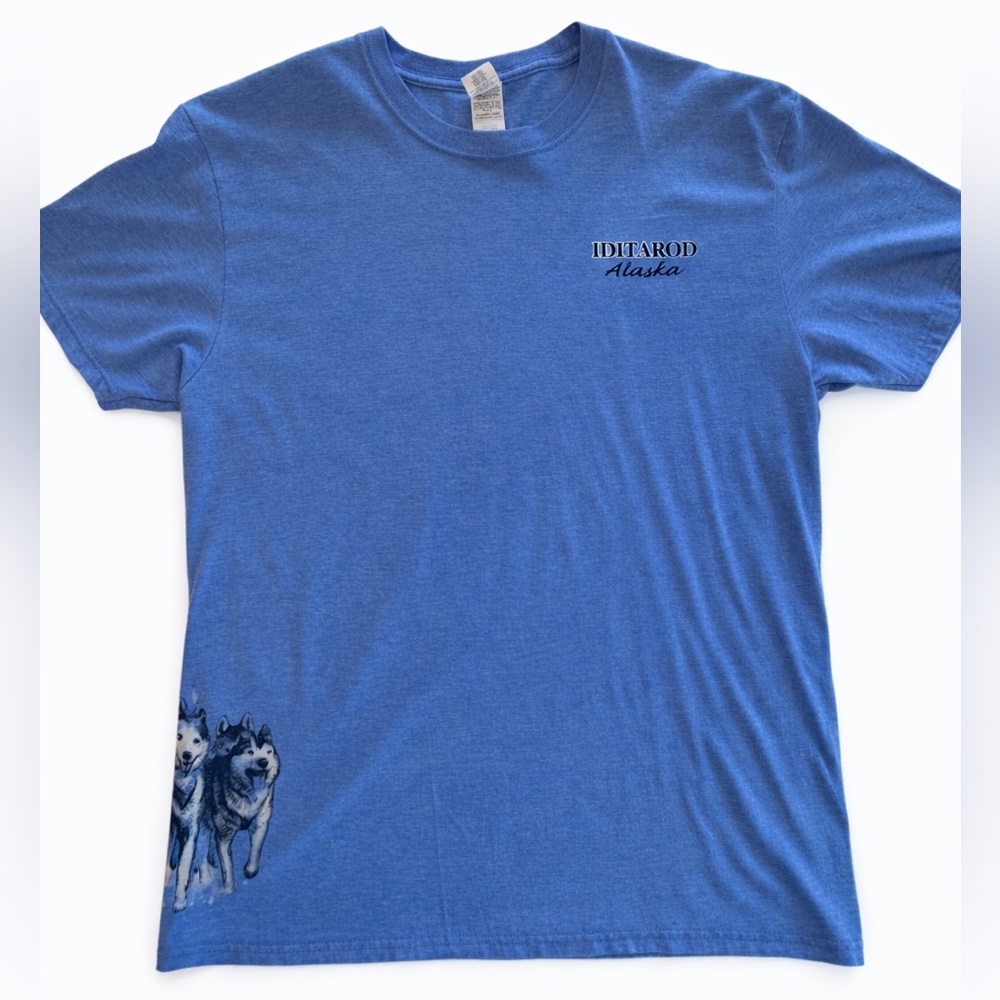 Gildan Tee Shirt Alaska Iditarod official huskey blue size XL unisex